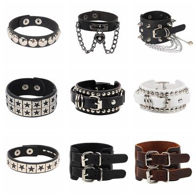 Černý kožený náramek manžeta Goth gotický punk náramky ženy muži hroty nýty cvočky náramek cosplay rock unisex šperky