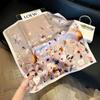 New blue silk scarf, high-end simulation silk square scarf, fashionable and versatile decorative bag binding, headband, professional scarf.