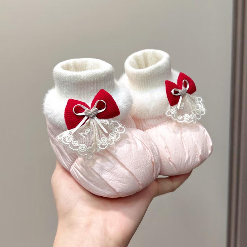 Autumn/Winter Soft Sole Baby Shoes & Socks, 0-6 Months, Non-Slip Velvet-Lined Princess Covers