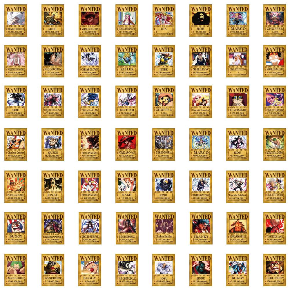 55/110 New One Piece Wanted Order Anime Graffiti Stickers Suitcase Laptop Scooter Stickers