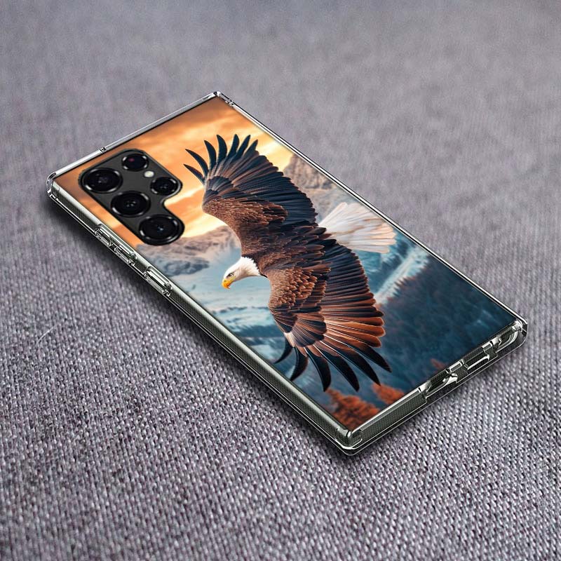Soaring Eagle Hunting Phone Case For Samsung Galaxy S24 S23 S21 S20 FE S22 S26 Ultra S25 Edge S10 Plus Cover Clear TPU Capa Shel