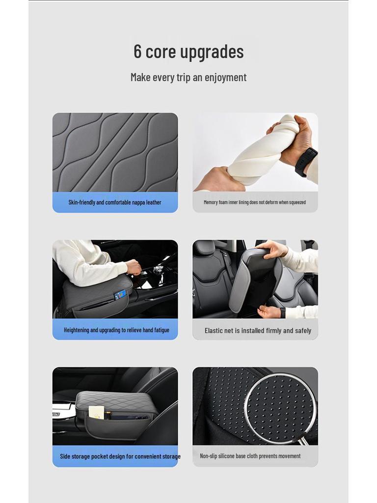 Memory Foam Armrest Pad - Heightening Elbow Support with Embossed Design and Pockets