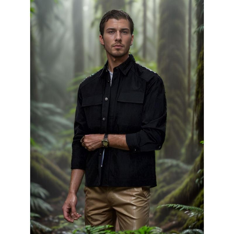 New Summer Simple Thin Cool Shirt Men's Non-iron Processing Cardigan Long-sleeved Men's Shirt Jacket