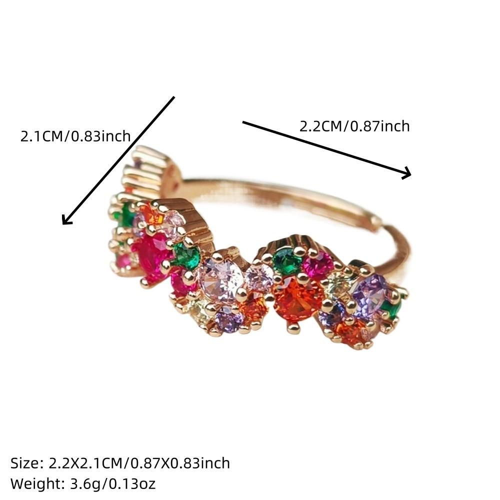 Luxury Green Emerald Open Ring for Women Zirconia Halo Adjustable Finger Ring Wedding Party Jewelry Gift