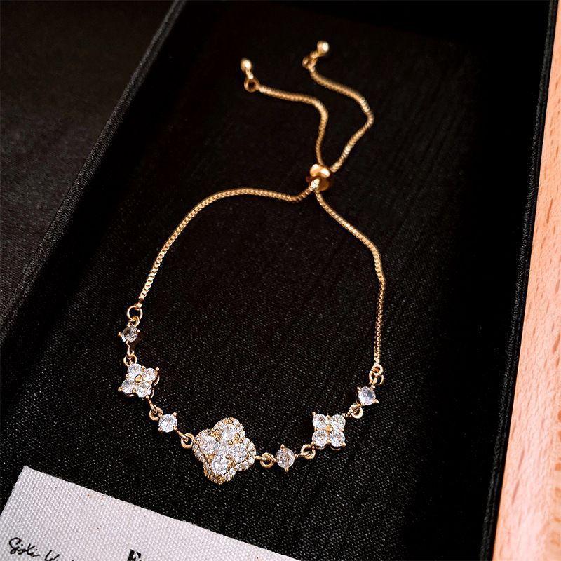 Zircon Flower Simple Niche Bracelet Light Luxury High Sense Fashion Versatile Bracelet Temperament Personalized Jewelry Women