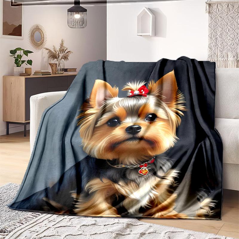 1PC Dog cute printed blanket, all season lightweight home office outdoor nap multifunctional blanket A7