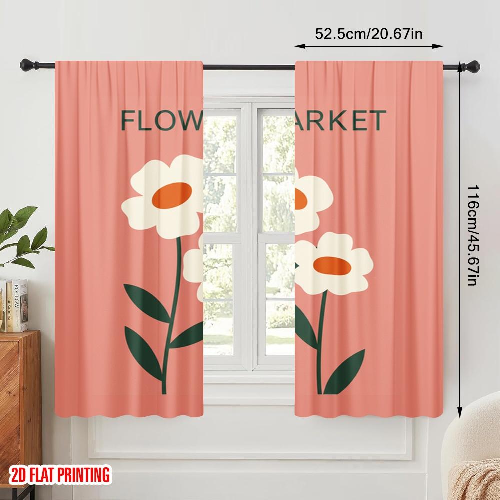 2 st 2D platt tryckning Draperier Blommigt 0 Polyestertyg Utan Elektricitet Festlig Väggdekor Perfekt för Vårhelger