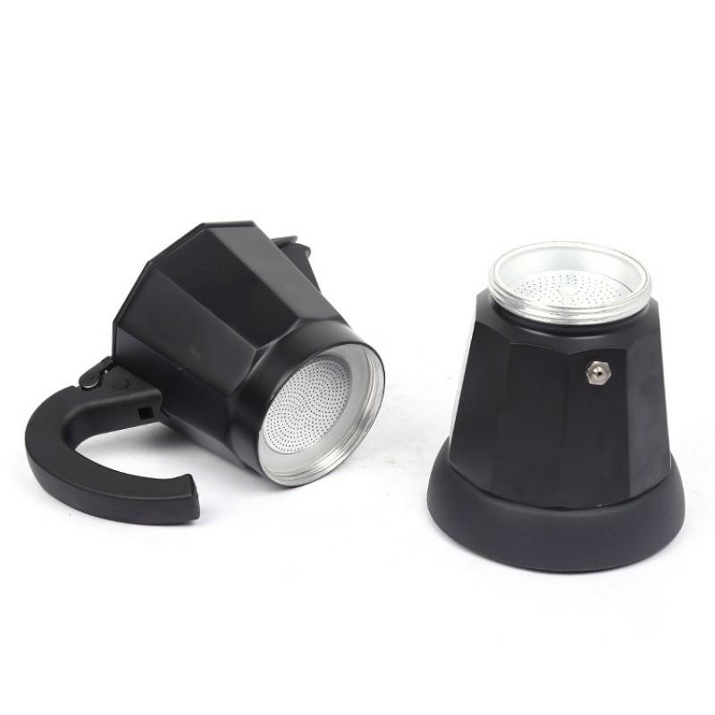 Household Portable Fast Heating Electric Coffee Pot All Aluminum Black Electric Mocha Pot Italian Espresso Coffee Cooker