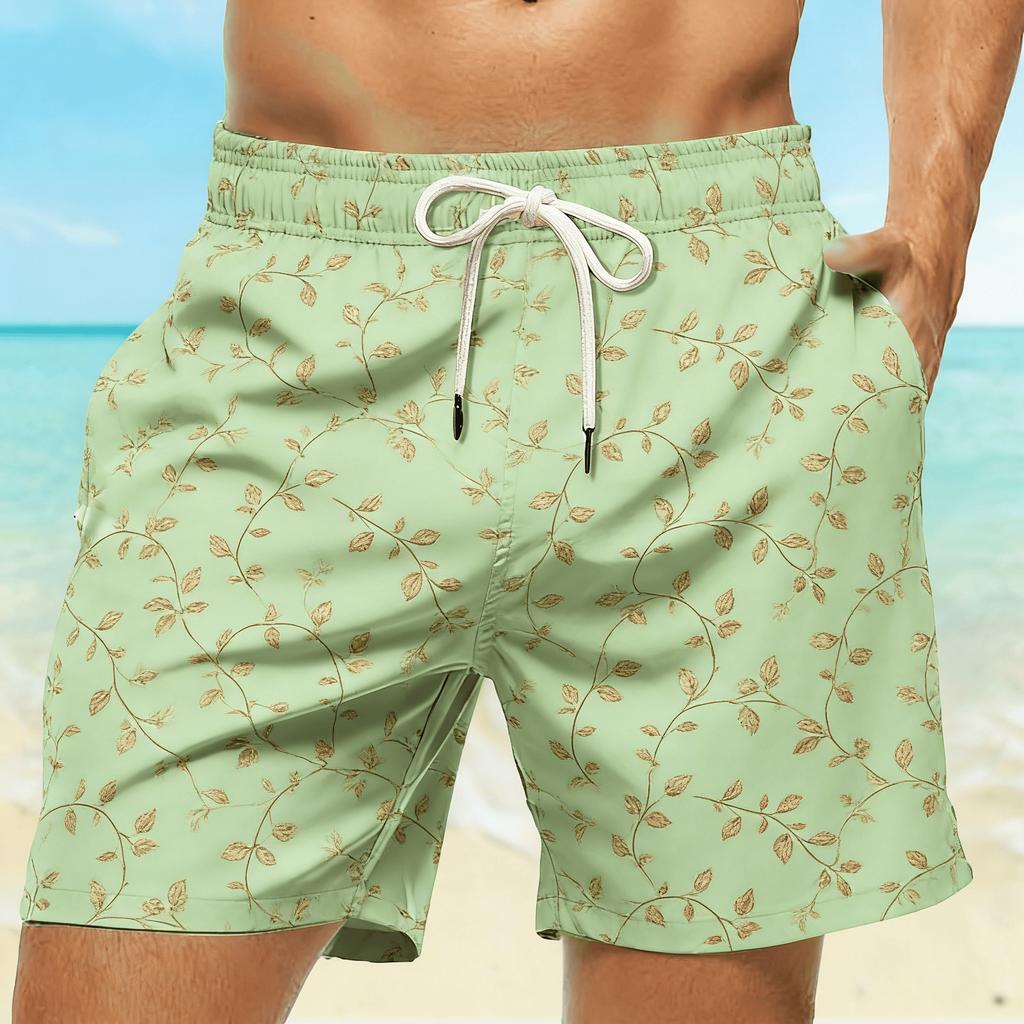 Summer Men's Striped Checked 3D Printed Beach Shorts