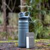 GRANDTIES Premium Vacuum Insulated Water Bottle, Stainless Steel Wide Mouth, 709ml - Includes Two Lids & Easy-to-Clean Large Opening (Stone Gray)