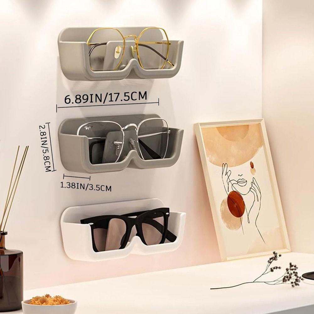 5Pcs Plastic Glasses Storage Rack Wall Mounted Eyeglasses Stand  Living Room