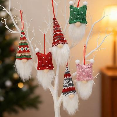 3/6Pcs Creative Christmas Decoration Pendant Faceless Doll Plush Gnomes Knitted Yarn Doll Hanging Pendants Easy To Hang Handmade