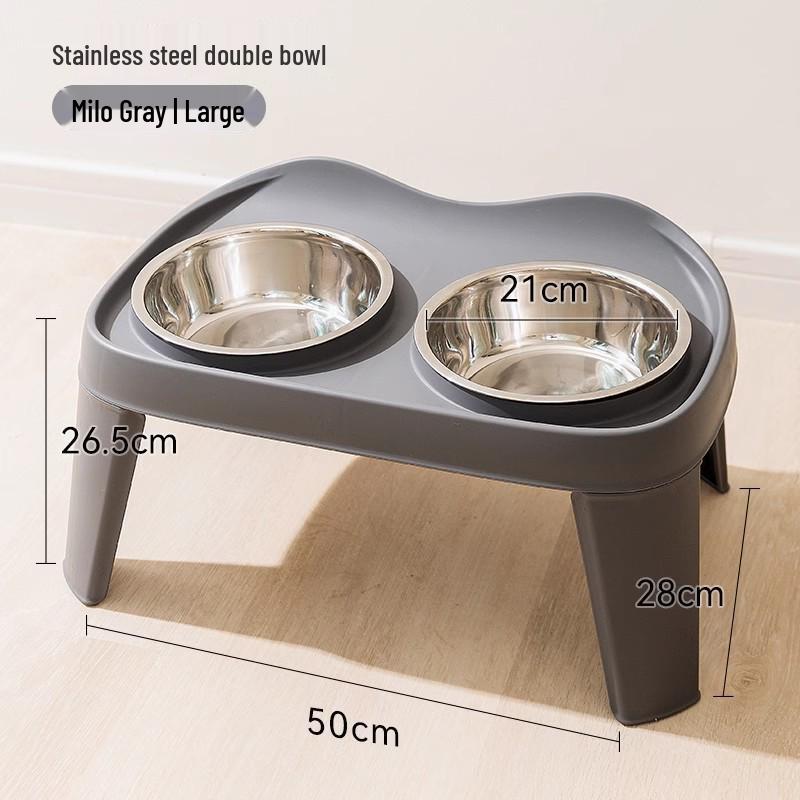 

Stainless Steel Elevated Dog Bowl with Anti-Spill Slow Feeder for Medium and Large Dogs
