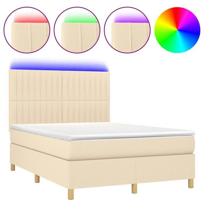 VidaXL Bed Slat Base with Mattress and LED, Upholstered Bed, Double Bed, Adult Bed for Interior Bedroom, 3135602