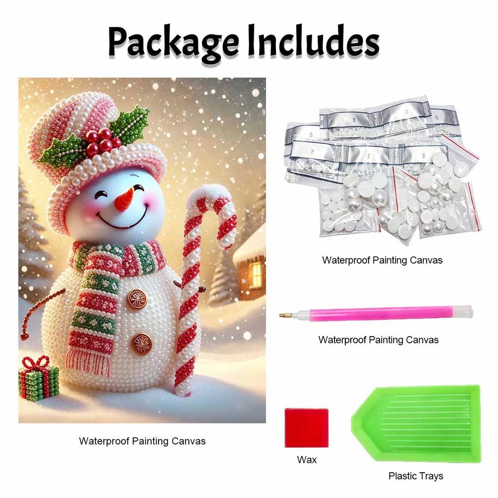 Christmas Snowman Candy Cane Pearl Painting Art Painting Kit Handmade DIY Home Decoration Painting