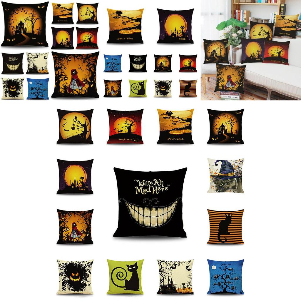 Stylish Invisible Zipper Halloween Cushion Cover For Sofa And Bed