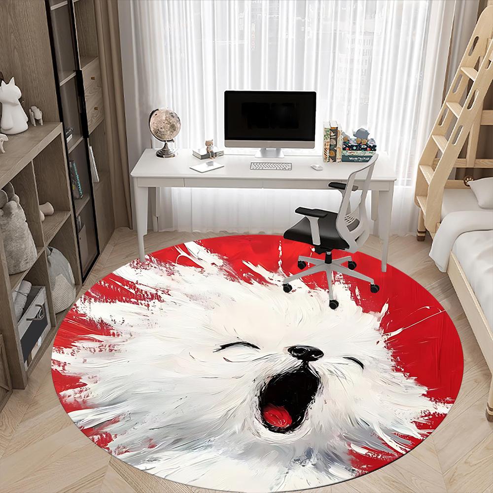 1PC Puppy Love Office Round Area Rug,  Mat Suitable ForOffice, Under Office Chairs Bedroom Living Room Home Decor, Room Deco