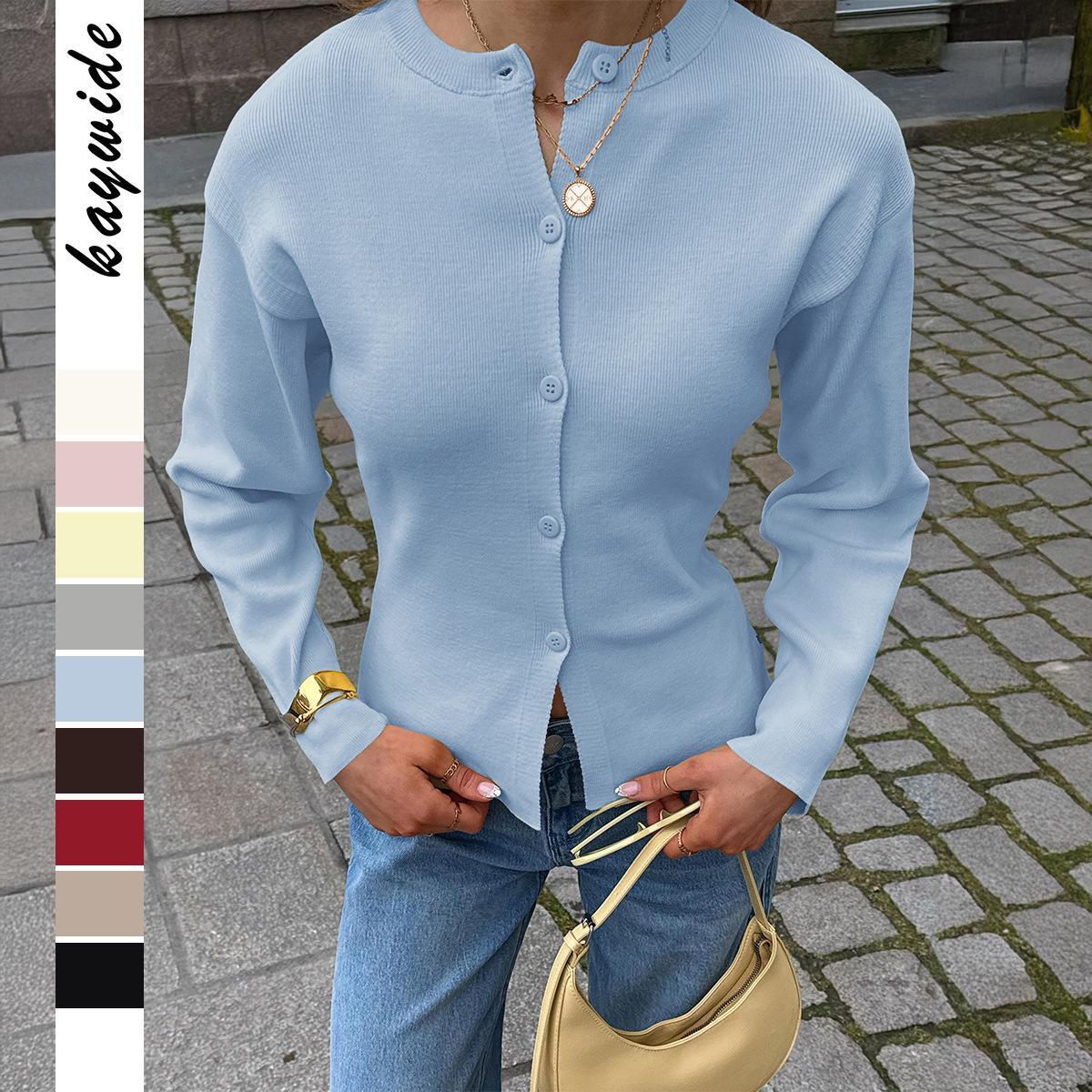 

Casual Solid Color Long-sleeved Button-down Shirt for Women 2025 Autumn and Winter S