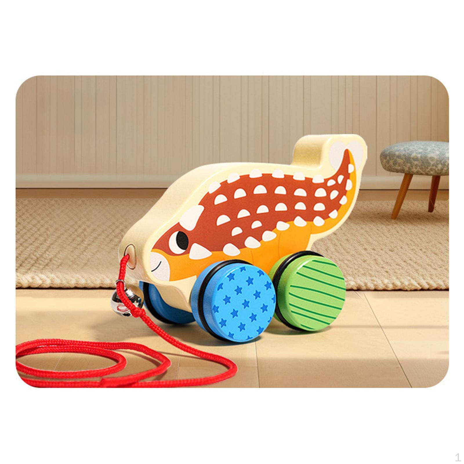 

Игрушка-игрушка «Животное, толкающее и тянущее» для детей, сделанная вручную из дерева Ankylosaur