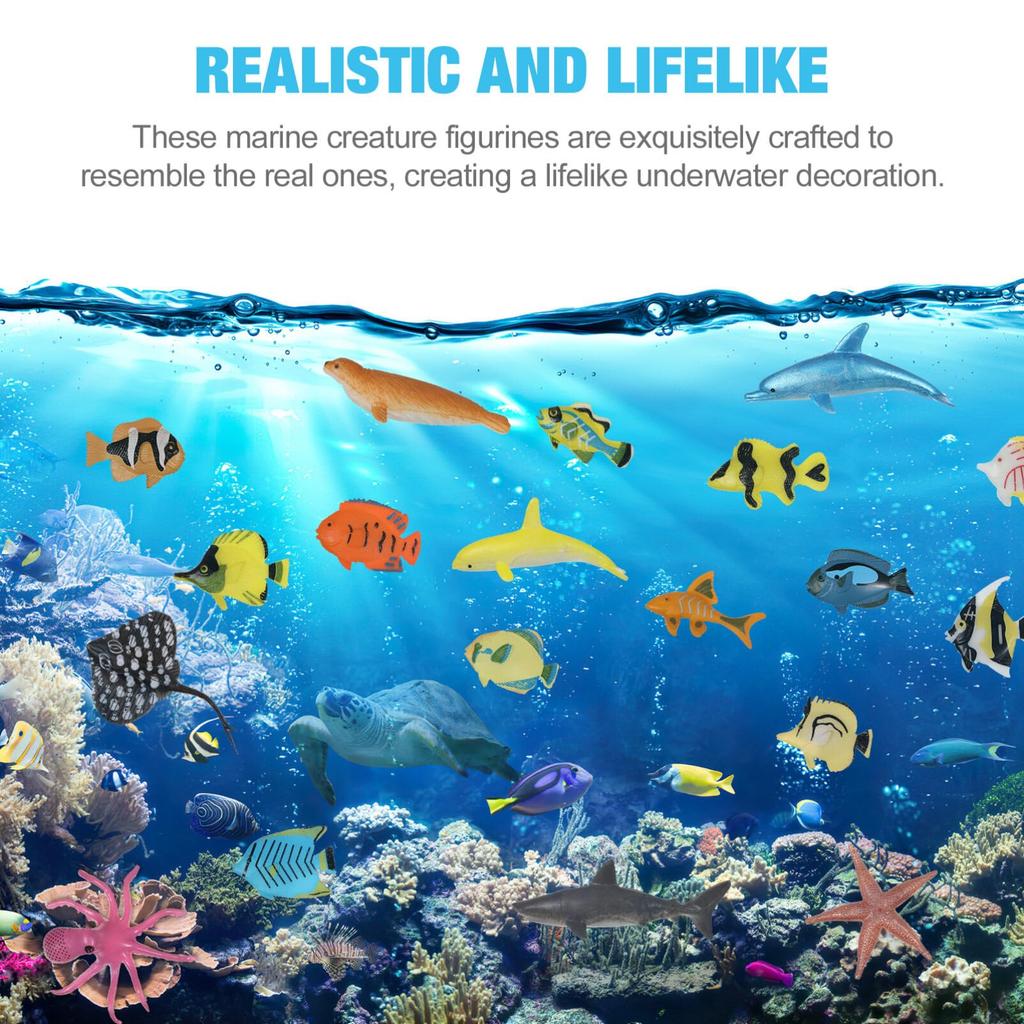 Yardwe Sea Creatures Set of 24 Tropical Fish Realistic Marine Life Miniature Aquarium Bath Educational Prize Gift Toys, Ornaments, Toys, Fish, Crab,