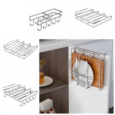 Hanging Rack Stainless Steel Storage Shelves with Hooks Pot Lid Storage Rack  Kitchen