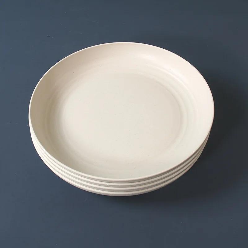 LMETJMA 4Pcs Lightweight Wheat Straw Plates Unbreakable Reusable Dinner Dishes Set Dishwasher & Microwave Safe JT93