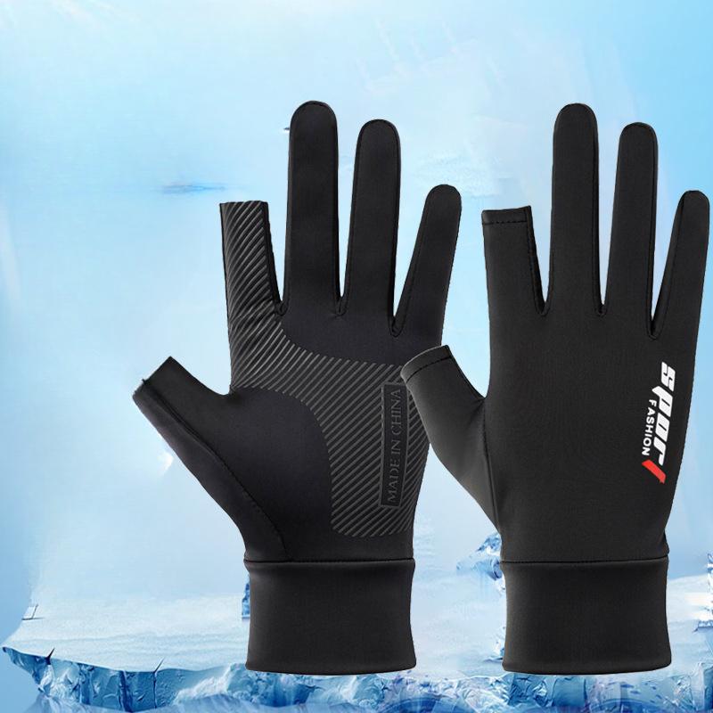 Sunscreen Gloves Thin New Spring and Summer Men and Women Outdoor Sports Half Finger Two Finger Fishing Touch Screen Fishing Gloves