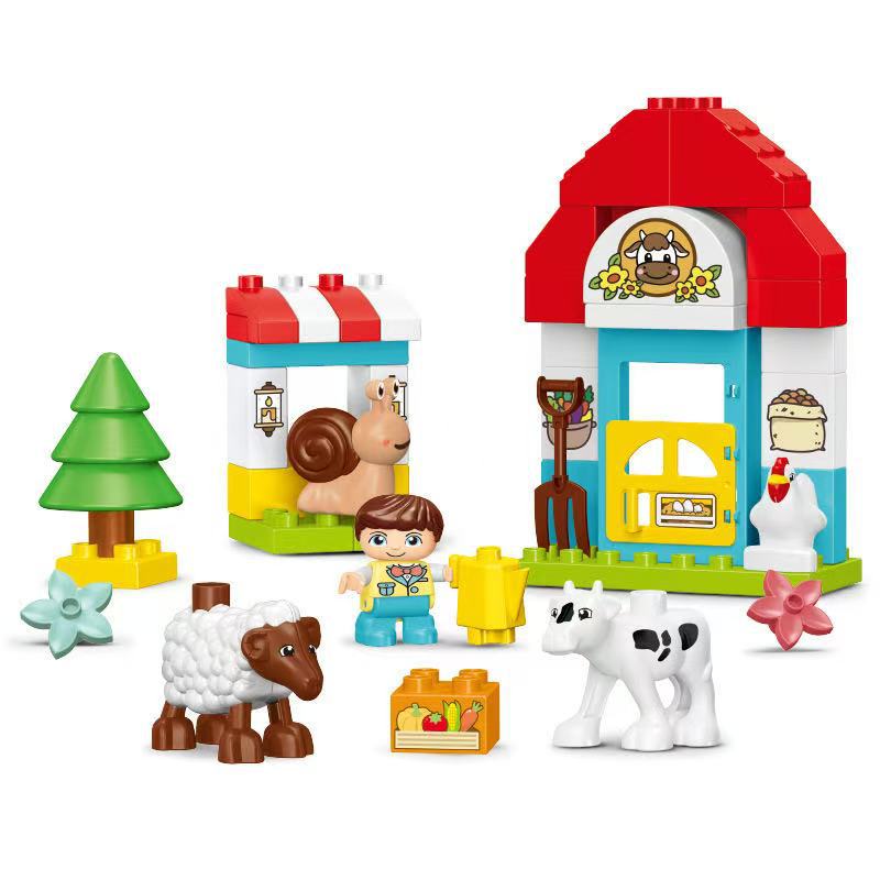 46pcs/set Creative Farm Series Large Particle Building Blocks Kindergarten Early Education Puzzle Toys For Kids Christmas Gifts