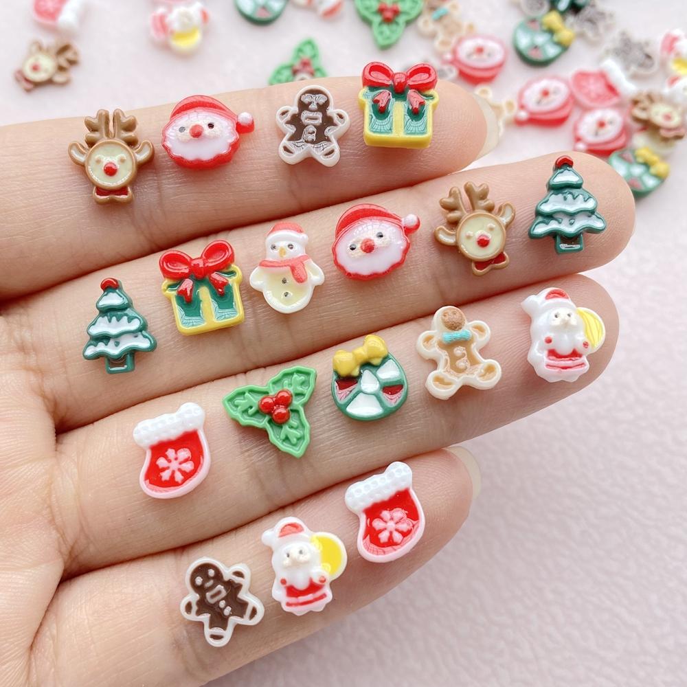 

50Pcs Mixed Nail Art Resin Cartoon Cat, Coconut Tree, Swimming Circle Beach Designer Charms Rhinestones DIY Craft For Nail