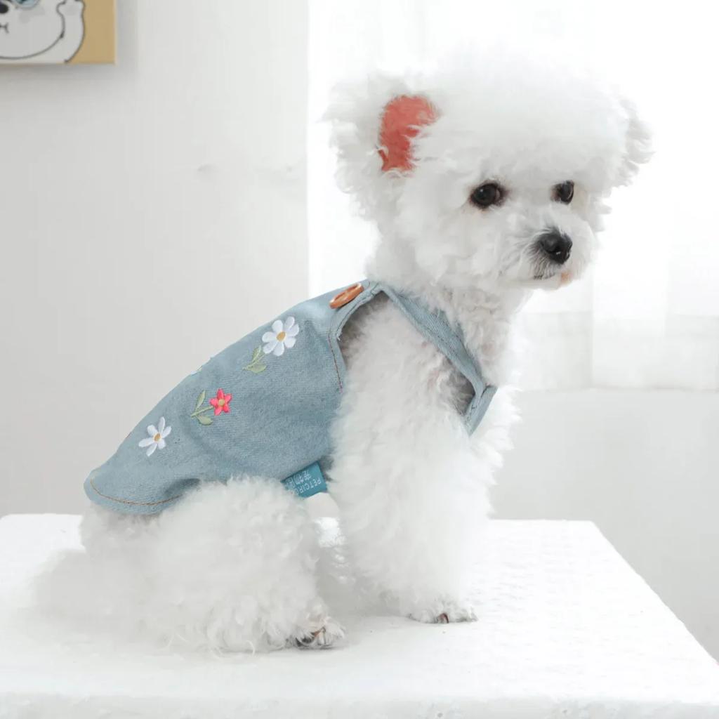 Haustier Cowboy Stickerei Kleine Blume Strap Rock Hund Katze Kleidung Herbst/Winter Neue Blume Schatz Cowboy Rock