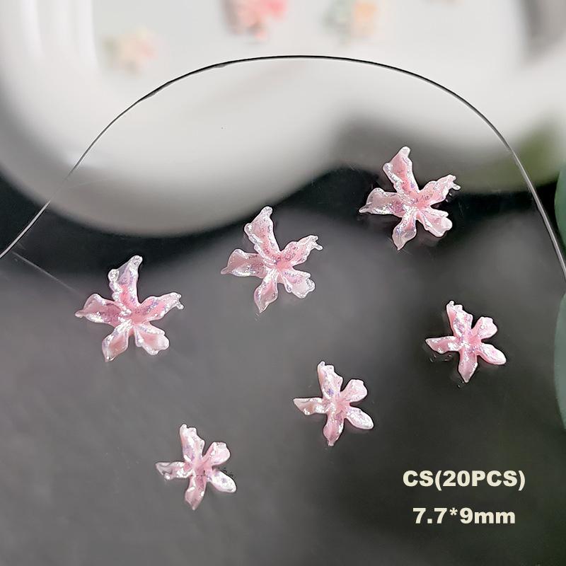 

20Pcs Lily Flowers Nail Charms 3D Luminous Soft Nail Decoration Gradient Ice Lily Nail Art Flowers Spring Nail Petal