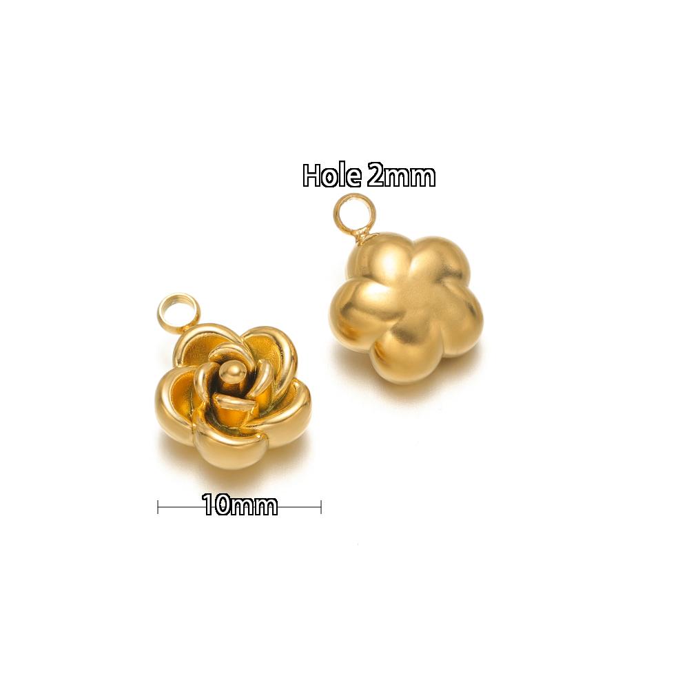 10 Stück Edelstahl Gold Perlen Rose Blume Anhänger für DIY Schmuck Mädchen Frauen Anhänger Halskette Armband Fußkettchen Ohrringe Herstellung