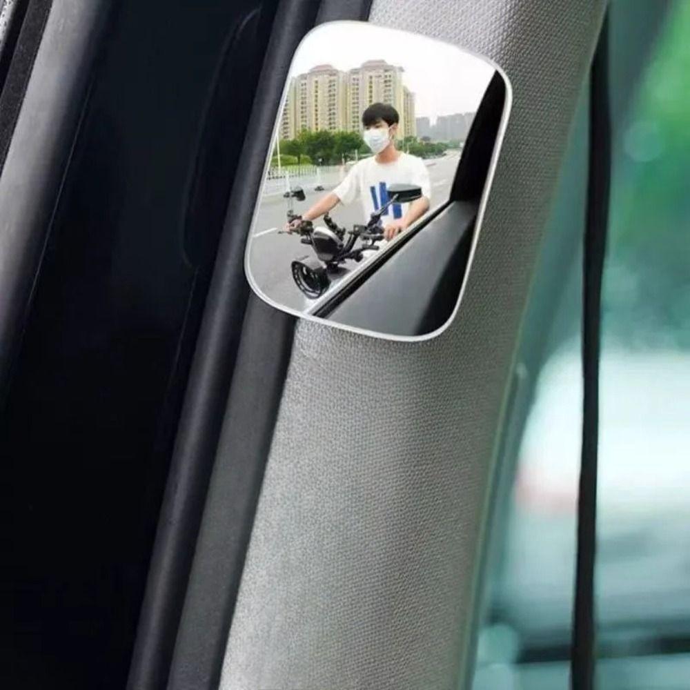 2pcs Wide-Angle Design 360° Rotatable Square Rearview Mirror Overtake