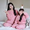 Зимовий набір піжами для мами та доньки з флісовою підкладкою 2025: Батьківсько-дитячий домашній одяг з коралового флісу з довгими рукавами