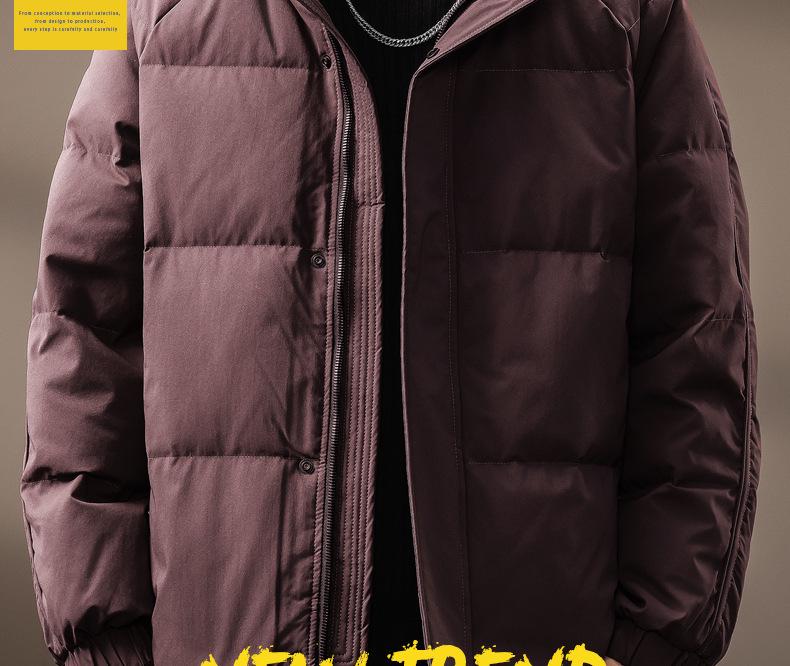 Men's Luxury Stand Collar White Duck Down Jacket - Thick, Warm, and Fluffy Winter Coat