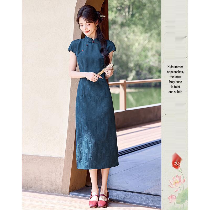 New Chinese Style Elegant Short Sleeve Dress L