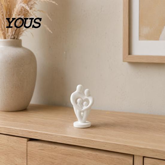 Entrance Hall Accessories 3D Printed Family of 4 Sculpture, Abstract Heart Shaped Home Decor, Decor Figurines Matte Black Bookshelf Ornament