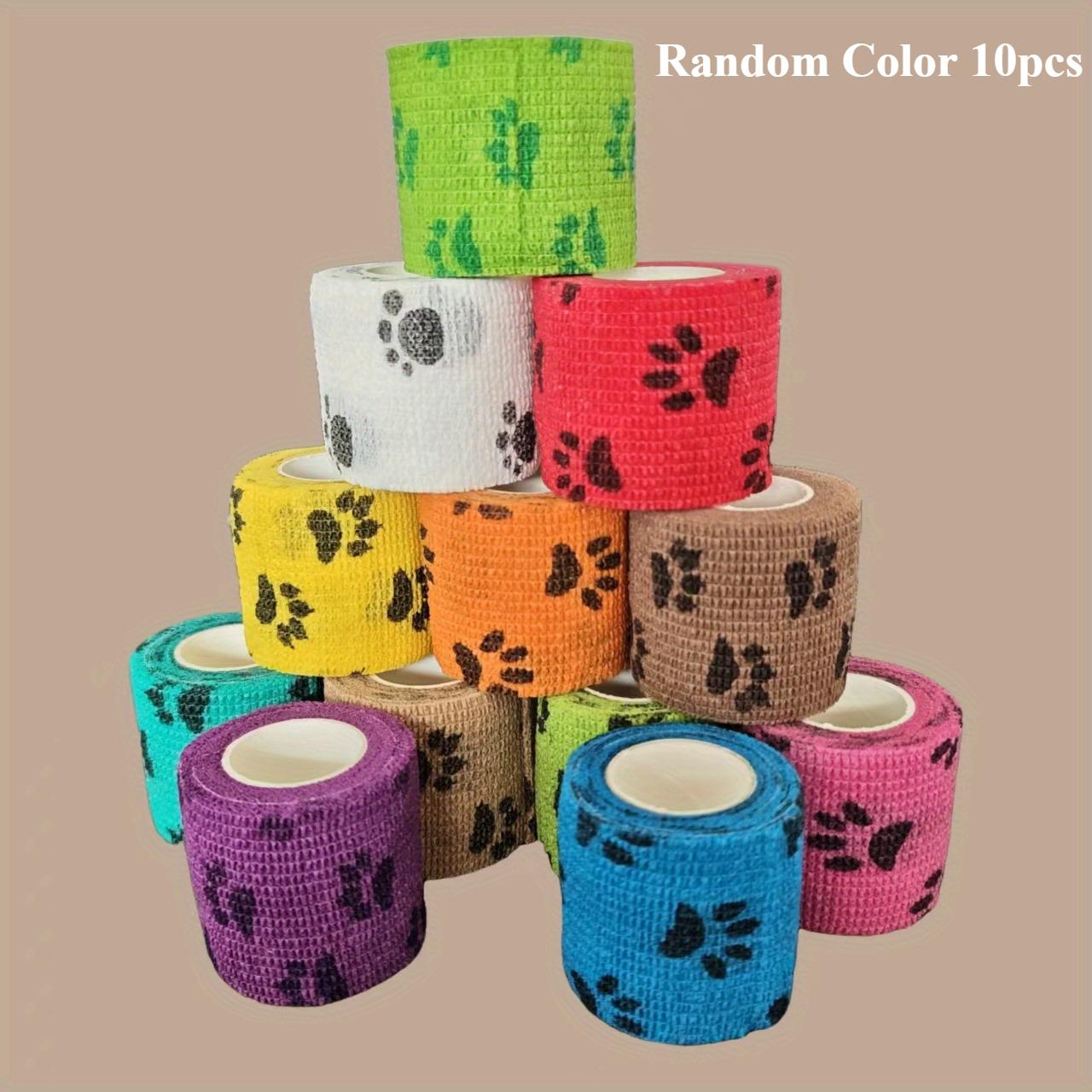 

10pcs Colorful Pet bandage, large elasticity, self-adhesive cloth, anti-dirt and anti-wear when going out, protection for dogs