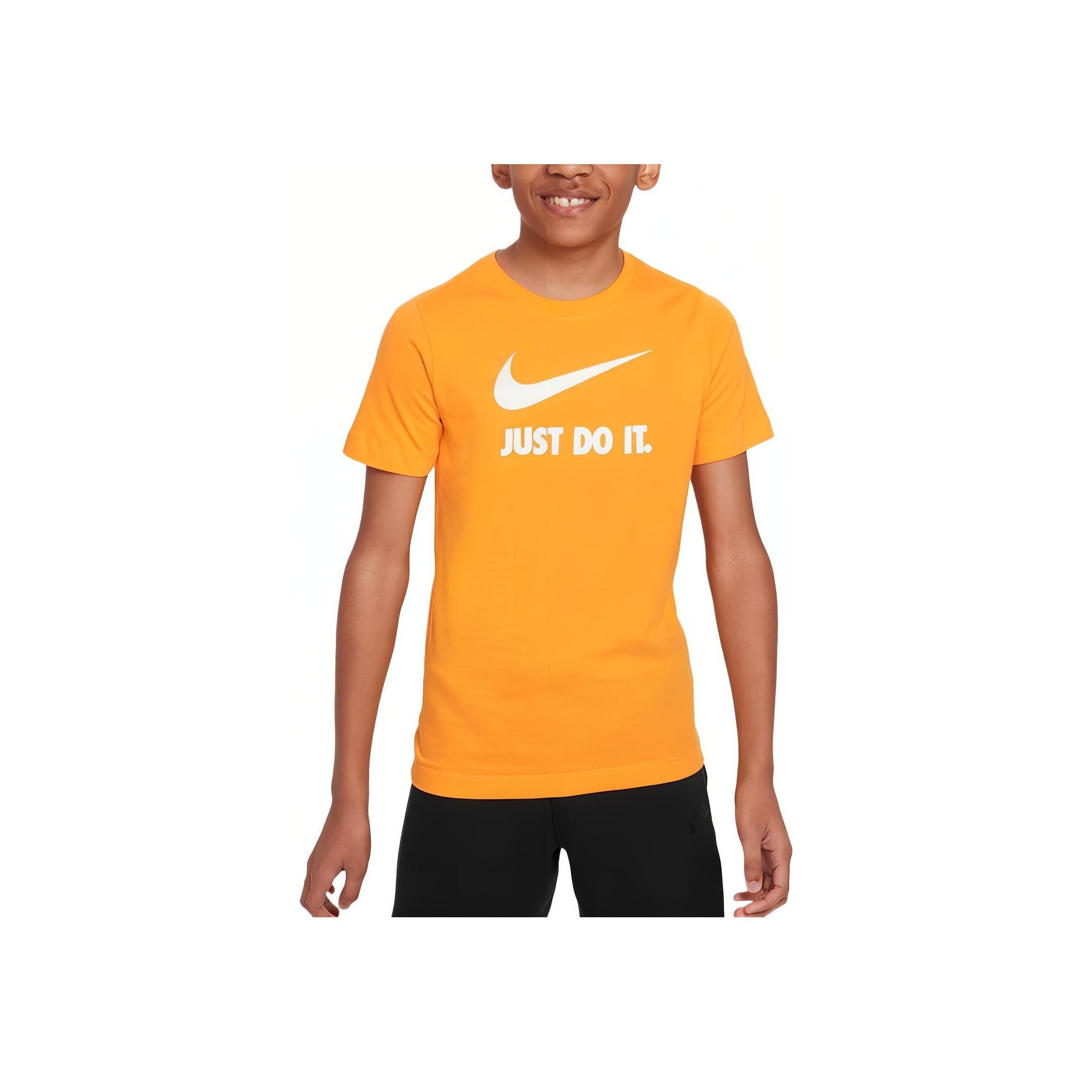 

Nike Sportswear Jdi Logo Print Crew Neck Soft Comfortable Casual Sports Short Sleeve Kids Tops Bright-Orange DV2587-890 XL