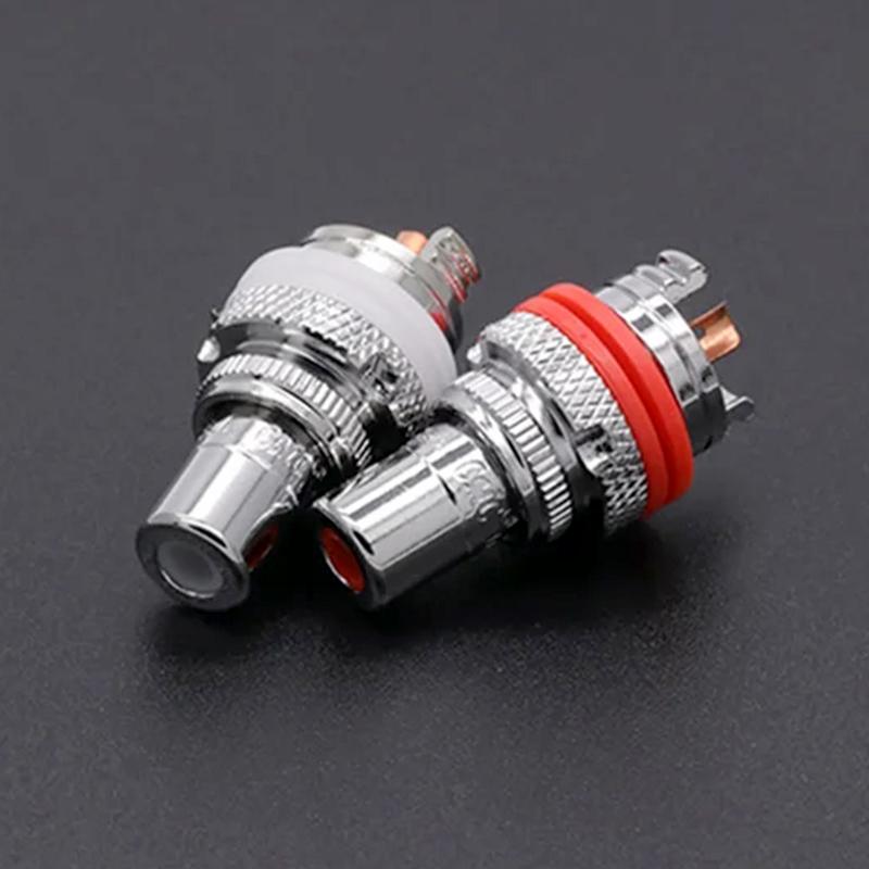 2Pcs RCA Connector Female Speaker Terminals Gold/Rhodium Plated Copper Socket Chassis CMC Connectors Audio Jack Adapter Plug