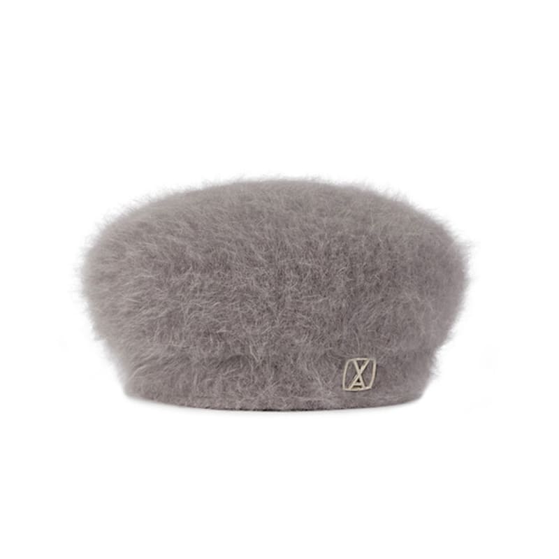 VARZAR VA Square Stud Angora Beret Mocha
