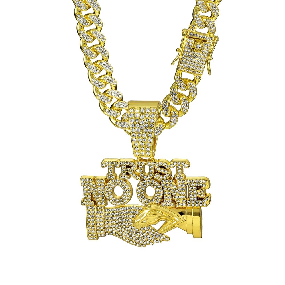 Herre Hip Hop Stol på Ingen Bokstaver Anheng Halskjede med 13mm Kubansk Lenke Is Krystall Glitrende Håndtrykk Halskjede Smykker Gaver