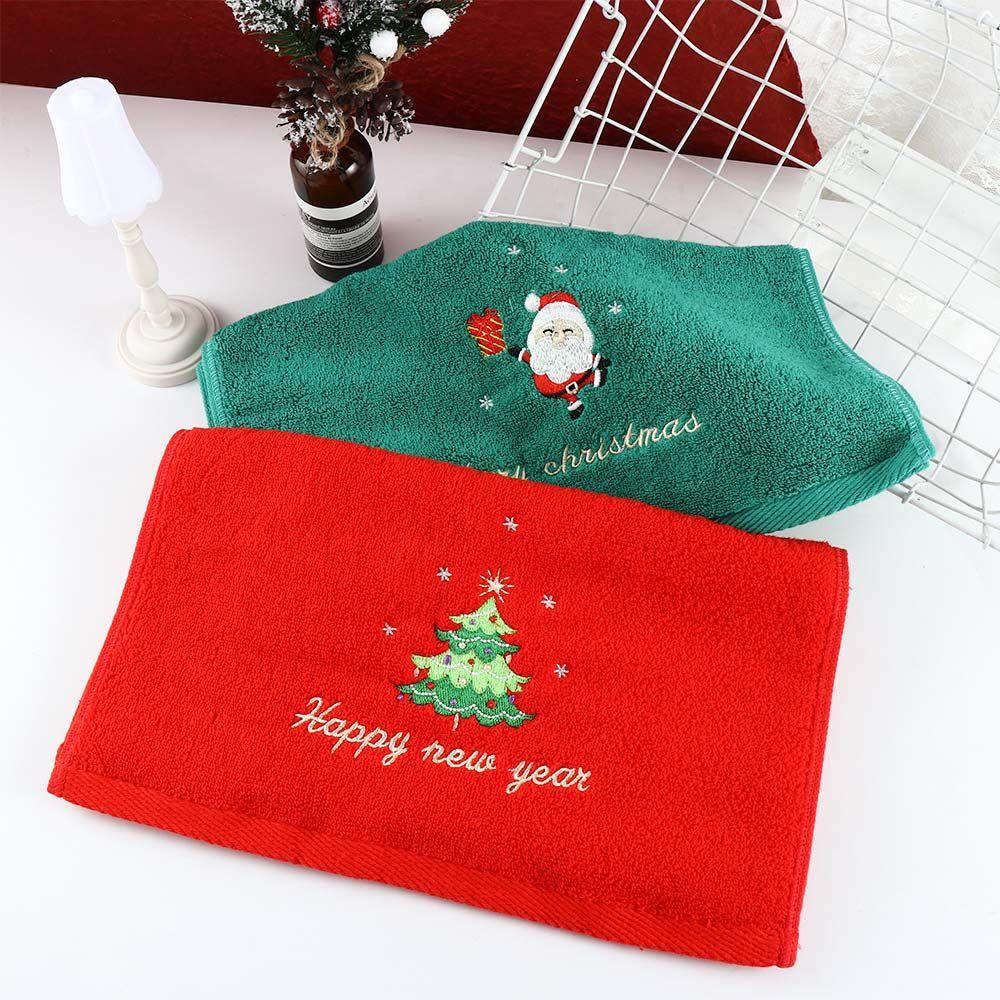 New Navidad Xmas Face Towel Christmas Decor Red Santa Claus New Year Gift Home Bathroom Washing Hand Face Towel Cloth Man Woman