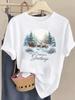 (Asian Size) lovely trend cute New Year T Shirt Christmas Clothing Women Fashion Festival Tee Top Print Woman Short Sleeve Graphic T-shirts
