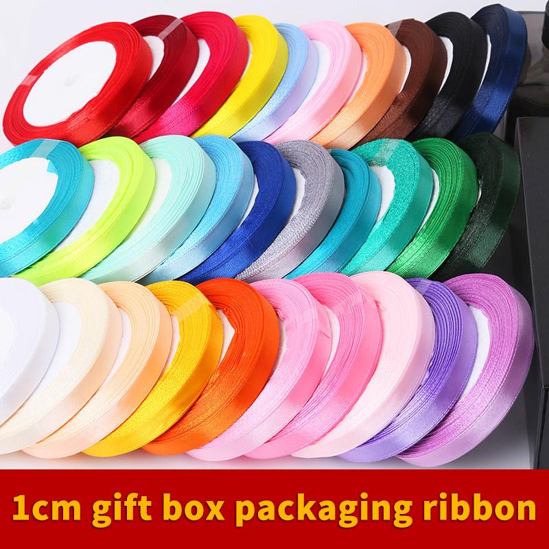 1Cm (25 Yards/Roll) Satin Flat Ribbon Roll Gift Flower Bouquet Packaging Wedding Birthday Ribbon Making Diy