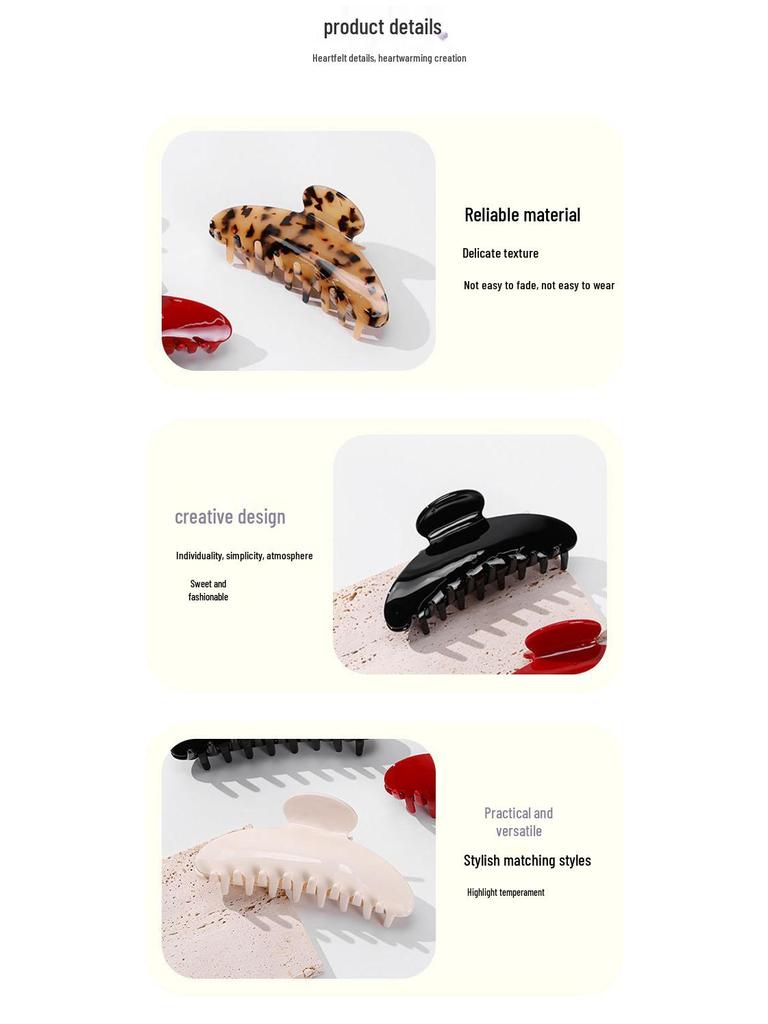 Zanbeiya Women's Large Oval Acetate Hairpin - Light Luxury Style Shark Clip