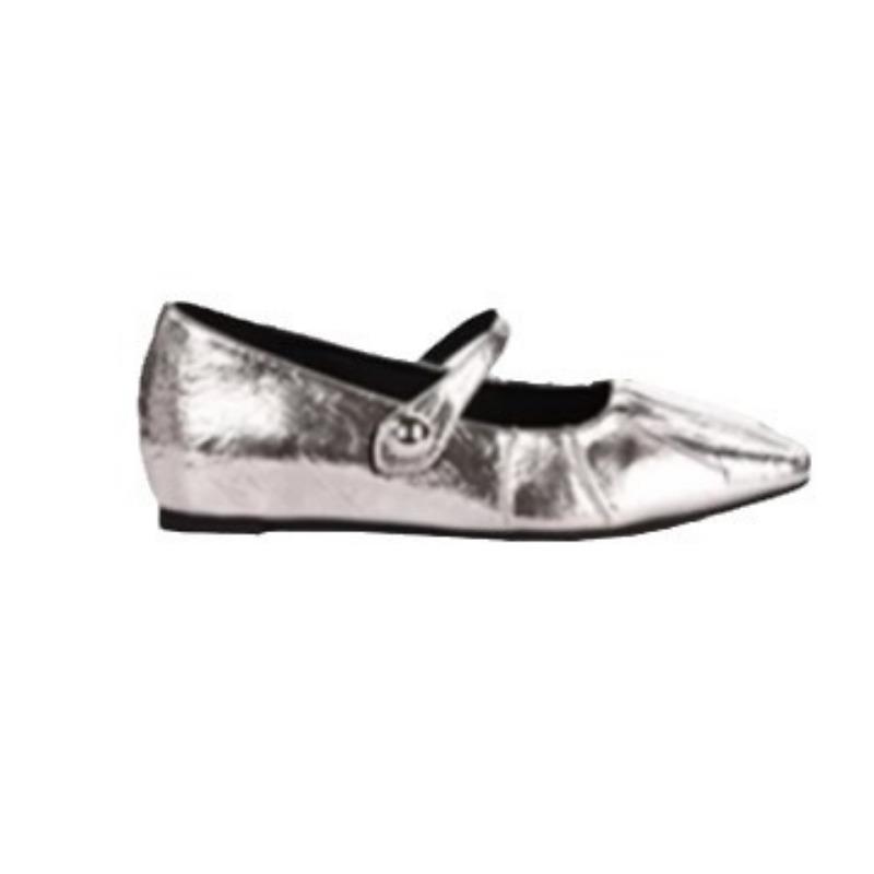 Sheepskin square head folds inner height increase single shoes bag head half slippers women's one-word with shallow mouth Mary Jane shoes