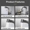 Black/Silver/White Pull Down Bathroom Faucet, 360° Swivel Spout with Dual Spray Modes, Heavy Duty Brass G1/2 Connection