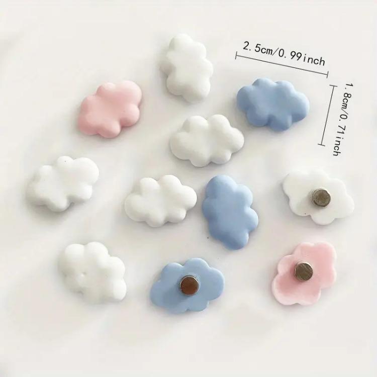 10Pcs Cute Cartoon Cloud Shaped Resin Fridge Magnets DIY Decoration for Kitchen Refrigerators for Girl Room Metal Door Furniture