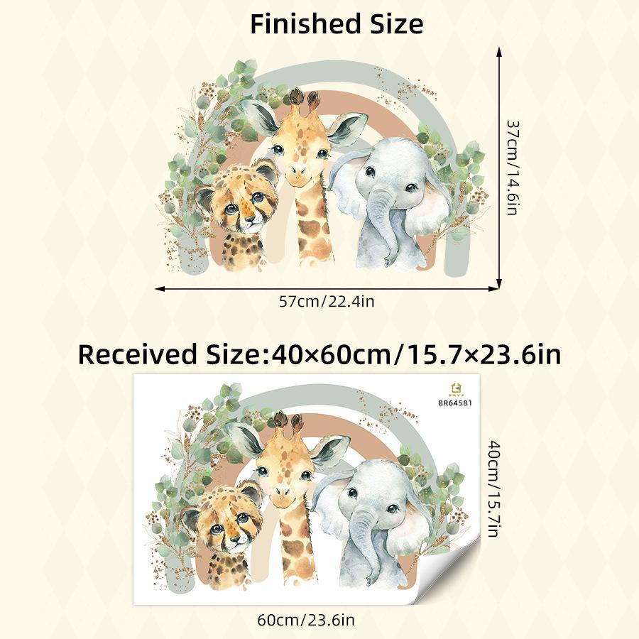 

1PC Cartoon Lion Elephant Zebra Giraffe Smiling Face Wall Sticker for Kids Room Bedroom Home Decoration Wall Decal 40x60CM
